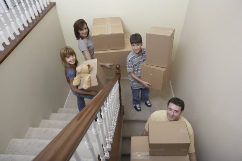 Business movers handling office equipment in Hackneywick
